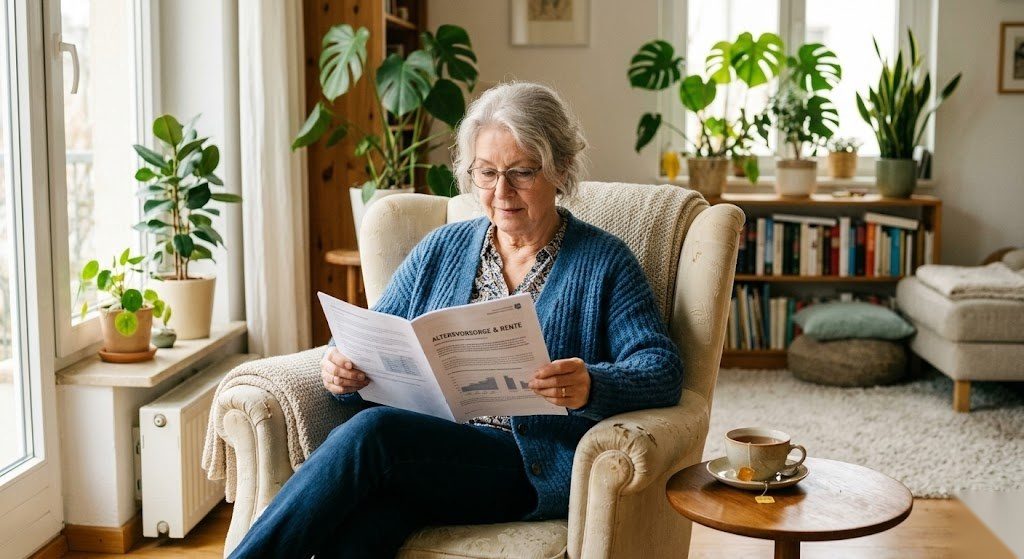 Ältere Person liest Unterlagen zur Riester-Rente und plant ihre Altersvorsorge in Deutschland