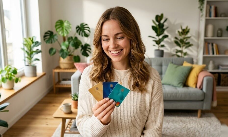 Person hält mehrere Kreditkarten in der Hand und vergleicht die besten Angebote in Deutschland