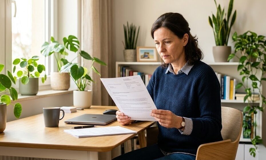 Person liest ihren Grundsteuerbescheid in Deutschland und informiert sich über die neue Grundsteuerberechnung nach der Reform