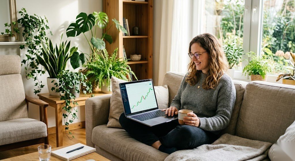 Person trägt Kryptogewinne und Verluste in die Steuererklärung ein mithilfe einer Steuersoftware