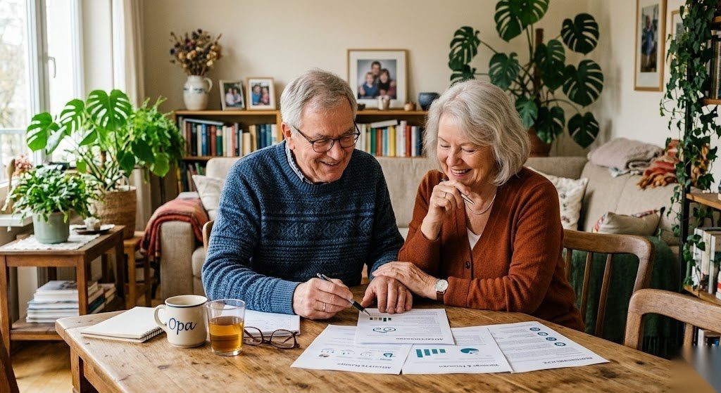 Älteres Paar plant gemeinsam seine Altersvorsorge mit der Riester-Rente in Deutschland