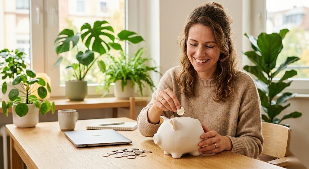 Person baut durch vermögenswirksame Leistungen kontinuierlich Vermögen auf in Deutschland