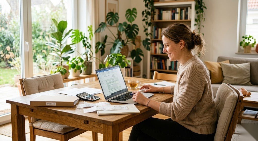 Person gibt die Pendlerpauschale in ihrer Steuererklärung an und spart damit erheblich Steuern in Deutschland