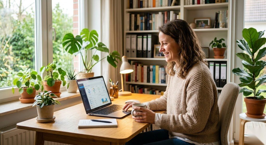 Person freut sich über ihre Steuerersparnis durch die Homeoffice-Pauschale in der deutschen Steuererklärung 2026