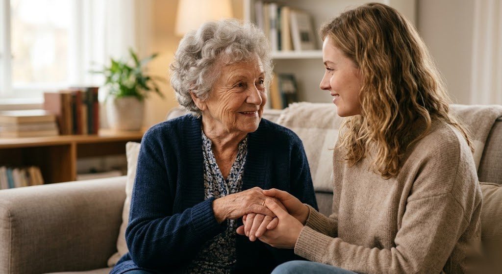 Ältere Person vertraut einer jüngeren Person durch eine Vorsorgevollmacht und ist für den Ernstfall in Deutschland abgesichert