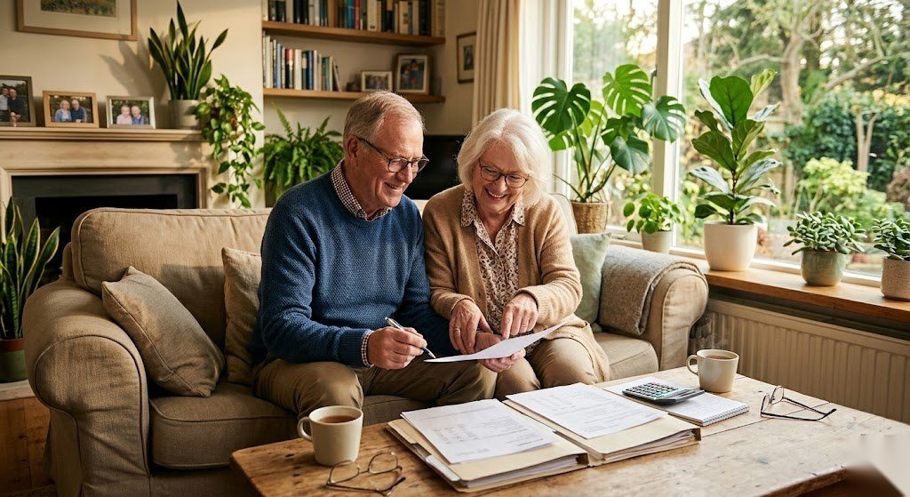 Rentnerehepaar freut sich über ihre betriebliche Altersvorsorge die ihnen finanzielle Sicherheit im Alter in Deutschland gibt